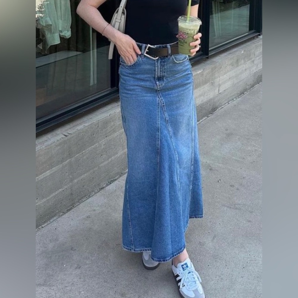 EUC ZARA 100% Cotton Denim Maxi Skirt Size Medium